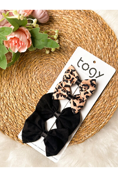 aysskids Girl's Baby Buckle Set with Leopard Pattern and Black Bow