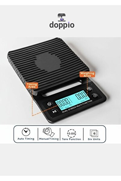 DOPPİO Digital Coffee Scale with Timer – Precision Pour-Over Weighing Scale with Backlit Display