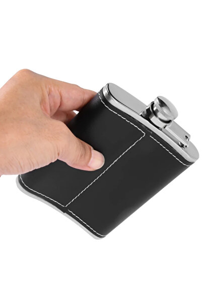 zola Pocket metal bottle, for drinking, black, 270 ml, stainless steel, 14.7x9.5 cm