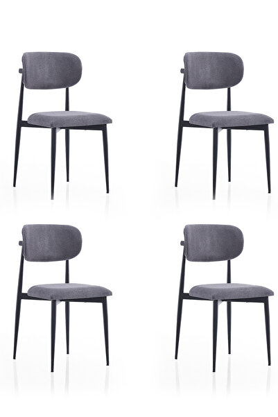 Evdemo Polo Metal 4'lü Mutfak Yemek Masası Sandalyesi Antrasit