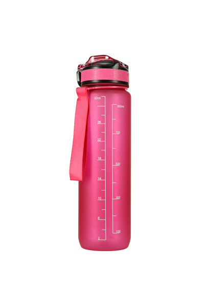 zola 1000 ml water bottle with straw, locking lid, time marker, durable handle, pink