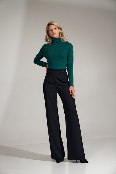 Figl Elegant women's formal trousers - black women's flared trousers M721 size XL