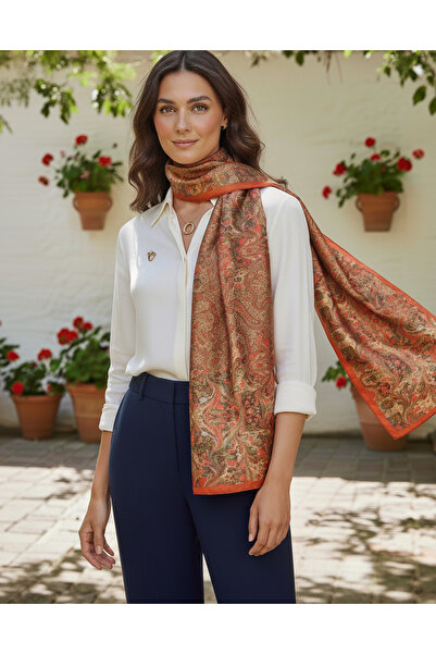 tuaipek SICAK İPEK Desen Şık & Zarif Kadın Aksesuarı Saten Fular 30x165cm