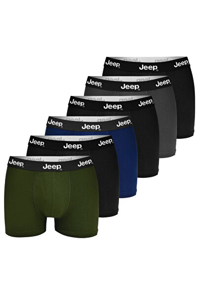 Jeep Men's Cotton Boxer Shorts, Jeep, Logo, Dark Colors, set of 6 pieces