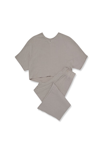 Henderson Women's Pajamas Two-Piece Set Oversize T-Shirt and Wide Leg Pants 100% Muslin Cotton | Fave