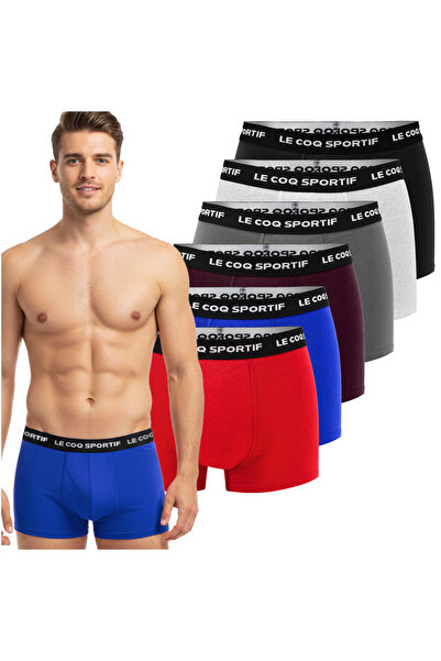 Le Coq Sportif Men's Cotton Boxer Shorts, Le Coq Sportif, Logo, Multicolor, set of 6 pieces