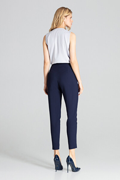 Figl Women's classic trousers - women's pleated trousers, navy blue M676, size S