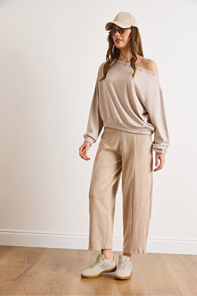 Olalook Women's Stone Stitching Detailed Balloon Thessaloniki Winter Trousers Pnt-19000384