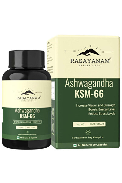 Rasaynam Rasayanam Ashwagandha KSM 66 500 mg 60 Capsules