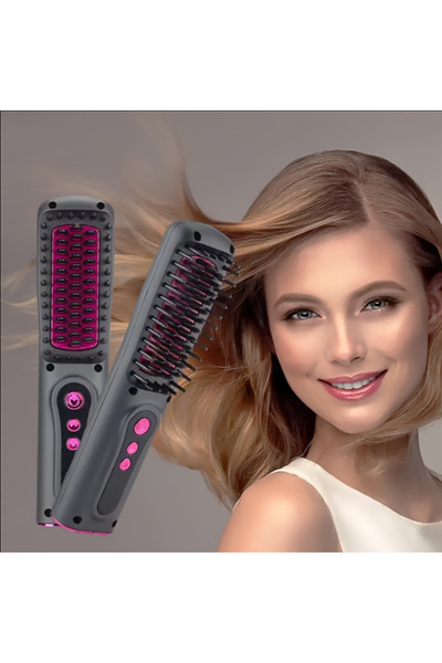 Trendoro Electric Hair Straightening Brush – USB Rechargeable, with Negative Ions | Anti-Frizz