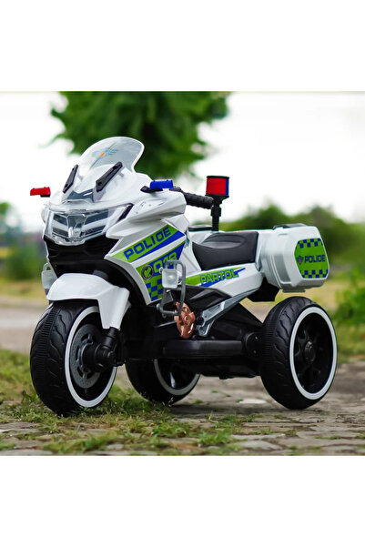Motopower Motocicletă Electrică POLICE 6V Copii 3-7 Ani: Girofaruri, Sirene, MP3 & Scaun Tapițat!