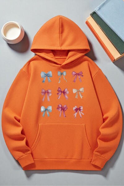 uyguntarz Unisex Colorful Ribbon Printed Hooded Sweatshirt