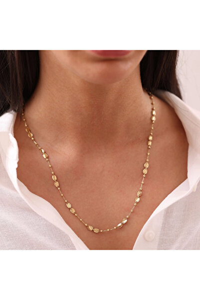 NİSERAJEWELLERY Nisera Pullu Plaka Altın Zincir