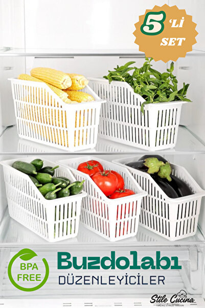 Stile Cucina منظم ثلاجة مكون من 5 قطع، منظم داخلي للخزانة