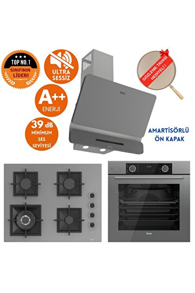 Ferre FryArt&SilentArt BOSS/ Sessiz Antrasit Gri Ankastre Set ( D082-SA + XE63CPR +SC408-WFA wok)