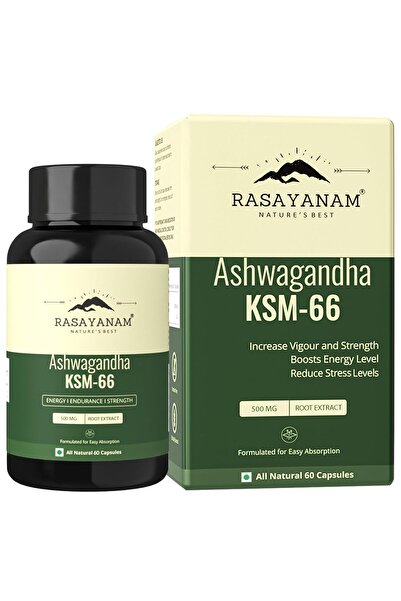 Rasaynam Rasayanam Ashwagandha KSM 66 500 mg 60 Capsules