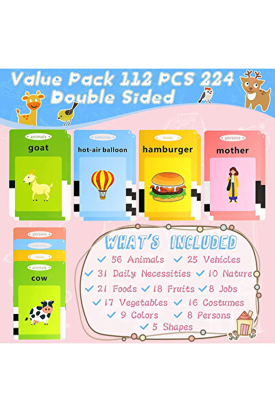 sallma Montessori Educational Toy — English Card Reader, 224 Words, 112 Flash Cards, MicroUSB, Orange