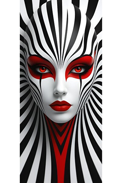 BLT DİZAYN Optical Illusion Stylized Face Design Glass Painting – Premium Wall Decor