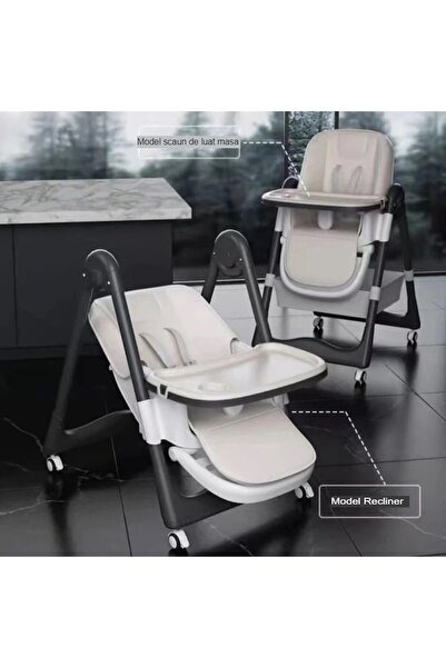 FONIX Comando Kids Multifunctional High Chair for Babies & Children, 2 Detachable Trays, Adjustable, White