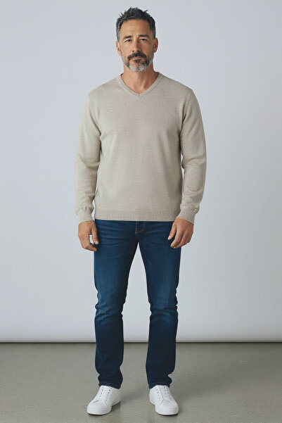 Butik Genuine Wool Thick Winter V-Neck Sweater