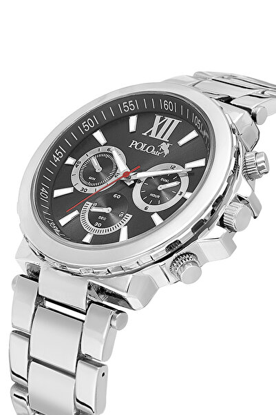 Polo Air Round Case Men's Wristwatch Silver Black Color Pl-7031E4X