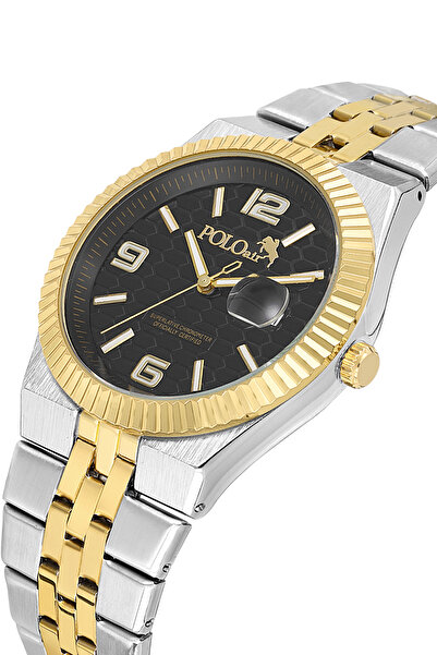 Polo Air Double Clip Lens Calendar Men's Wristwatch Silver Gold Black Color Pl-7030E8X