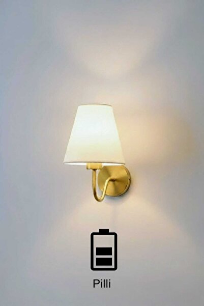 Aydınlatma Dünyam Mayla Kablosuz Tak Çalıştır Aç/Kapa Pilli Aplik Krem Abajur Eskitme 1 Adet