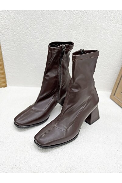 NUR KARACA حذاء نسائي بكعب سميك 6 سم ومقدمة مدببة 26K3691