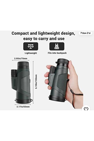 GÜMRÜK MARKET NIB 12x50 Yetişkinler İçin Monoküler Teleskop, Yüksek Güçlü Mon...