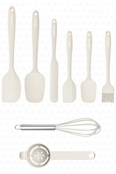 valletta Drongo Heat Resistant Fireproof Non-Stick Silicone Spatula Set 8 Pieces Vanilla