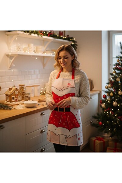 OEM Kitchen apron for cooking or baking, Santa Claus pattern, practical, polyester, 70 x 50 cm, 6220-12