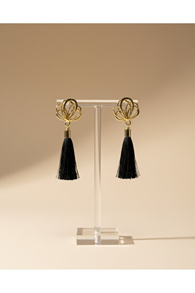 Candy Nuveria Gece Püsküllü Altın Kaplama Küpe