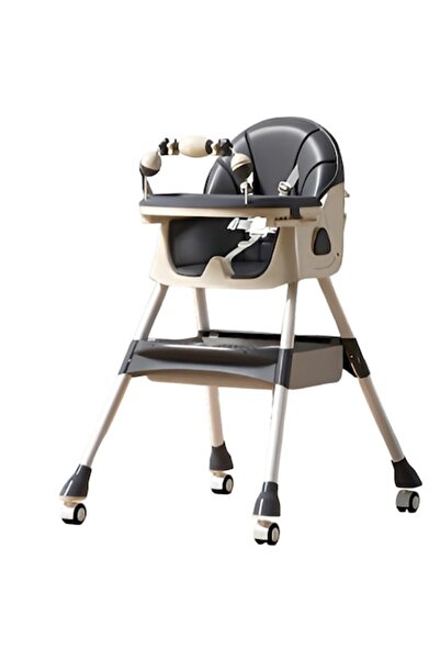 FONIX Comando Kids Baby High Chair, 2 Trays, Detachable Toys, Safety Belt, Adjustable, Grey