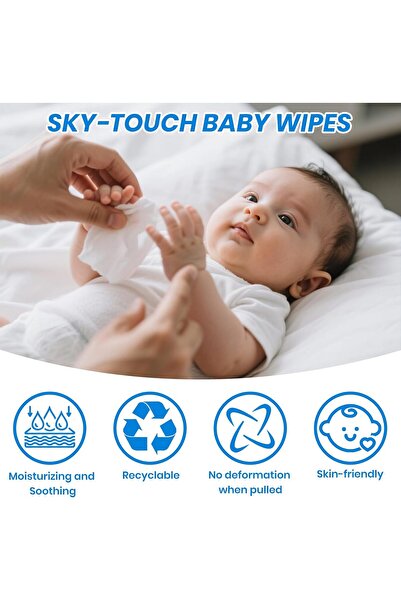 SKY TOUCH SKY-TOUCH Baby Wipes, 99% Pure Water, Hypoallergenic & Unscented, 3×80 Pack