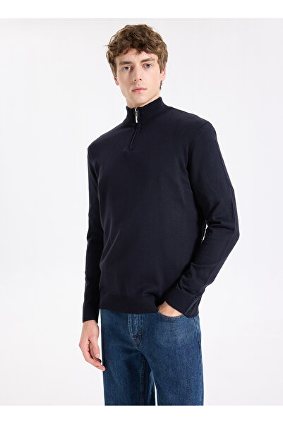 LİMON COMPANY Limon Bato Yaka Basic Düz Lacivert Erkek Kazak MML5WM-KZK9530