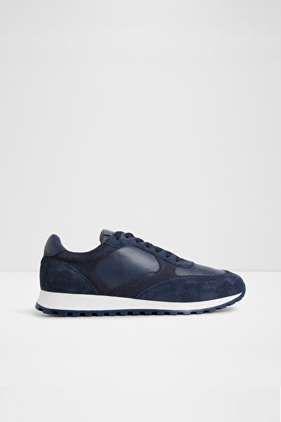 Aldo Gordo - Men's Navy Blue Genuine Leather Lace-Up Sneaker