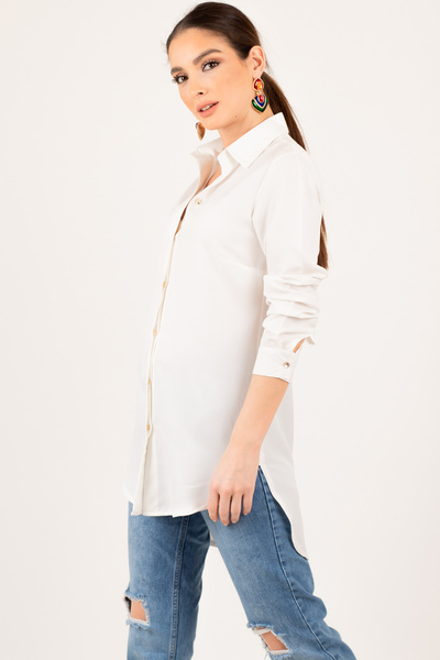 armonika Women's White Hijab Long Sleeve Tunic Shirt Arm-26K001073