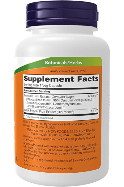Now Foods NOW Supplements Turmeric Curcumin with BioPerine, 95% Curcuminoids, 90 Veg Capsules
