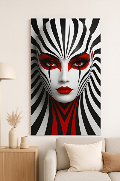BLT DİZAYN Optical Illusion Stylized Face Design Glass Painting – Premium Wall Decor