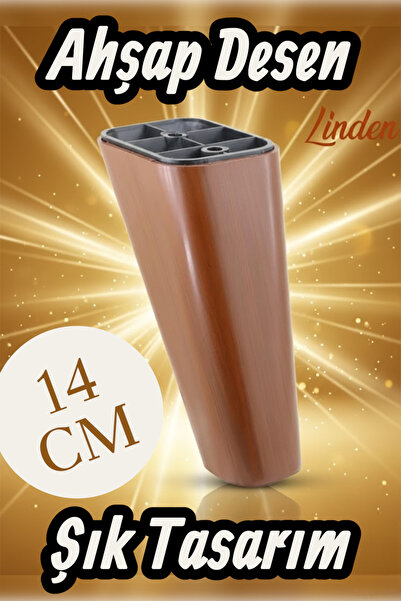 MH MiniHediye Linden Luxury Furniture Sofa Tv Unit Armchair Leg 14 cm Brown Wood Patterned Base Legs