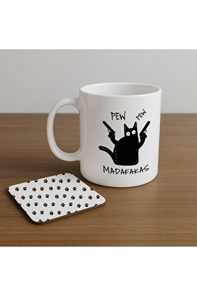 LIWOGY Cat Themed Mug and Coaster Set / Double Mug and Coaster / Gift Alternative Mug