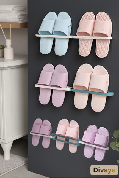 DİVAYS Kendinden Yapışkanlı Duvar Tipi Terlik Askısı ve Havlu Tutucu | Katlan...