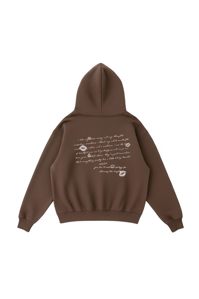 WHITE OF CREATIVE Dudak Baskılı Oversize Hoodie Yazı Detaylı 3 İplik Kapüşonl...