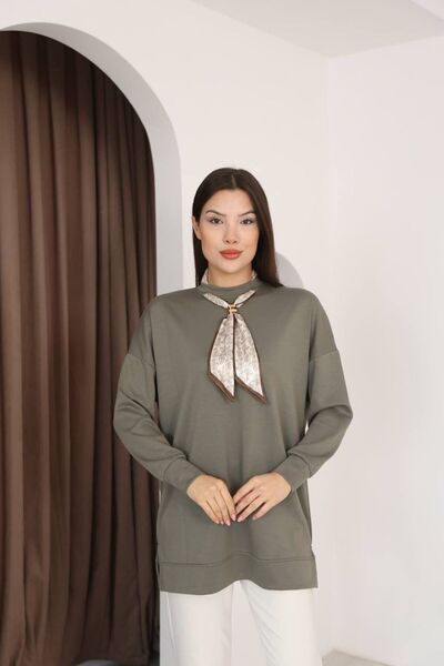 QBZ Fularli Oversize Modal Sweatshirt Tunic