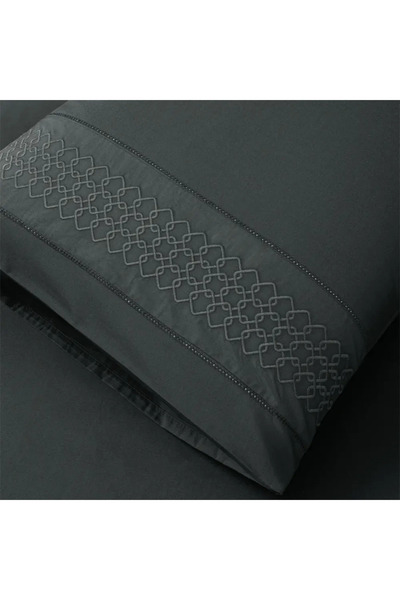 Penelope 100% Cotton Percale Duvet Cover Set 260X240 cm Anthracite - Juana Series
