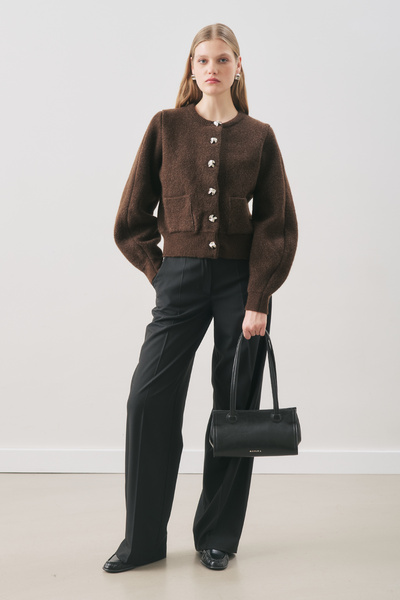 Manuka Button-Detail Cardigan Brown