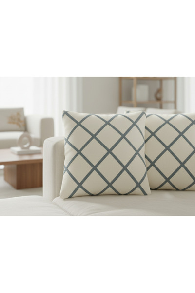 Destiva Home Κάλυμμα μαξιλαριού με γραμμικό σχέδιο με λεπτομέρεια Punch (2 τεμάχια) (42x42 cm)