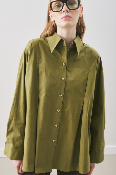 Manuka Partial Design Shirt Oil Green