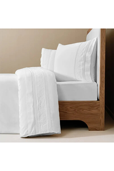 Penelope 100% Cotton 200 Tc Duvet Cover Set 260X240 cm White - Vera Series