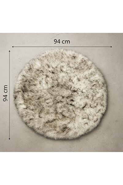 Biki Round Fluffy Rug 94×94cm – Soft Fuzzy Circle Fur Carpet for Bedroom & Living Room